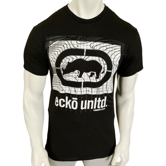 NWT ECKO UNLTD. LOGO MSRP $39.99 MEN BLACK CREW NECK SHORT SLEEVE T-SHIRT SIZE M - Picture 1 of 5